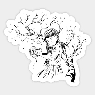 Girl in the nature Sticker